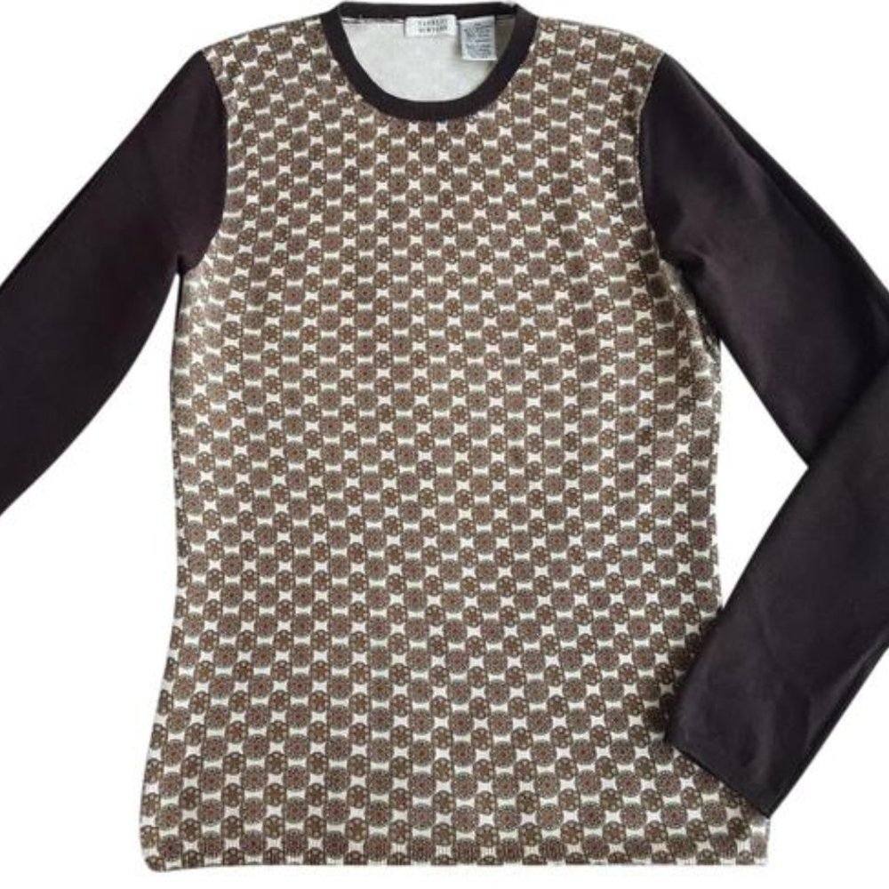 Barneys New York Brown Cashmere/Cotton Multicolor Sweater